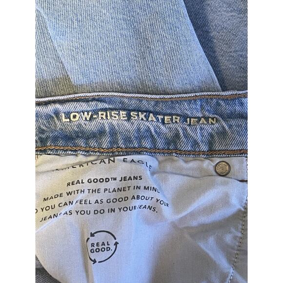 American Eagle Women's Size 12 Low-Rise Skater Jean Wide Leg Blue Denim W34 L30 - Picture 10 of 13